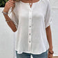 Stylish Solid Color Short Sleeve Button Up White Shirt