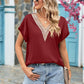 V-neck Lace Satin Short-sleeved Shirt 32097841