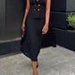 Elegant Suit Collar Double-breasted Vest Top Pleated Skirt Suit 68755523