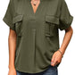 Solid Color V-neck Pocket Short-sleeved Shirt 22982116