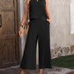 Sleeveless Vest and Wide-leg Pants Casual Two-piece Suit