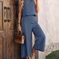 Sleeveless Vest and Wide-leg Pants Casual Two-piece Suit