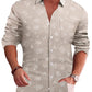 Classic Casual Printed Button Down Cotton Linen Shirt (Us Only)