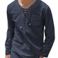 Breathable Solid Drawstring Cotton Linen Shirt (US Only)