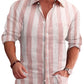 Classic Casual Printed Button Down Cotton Linen Shirt (Us Only)