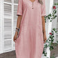 V-neck Cotton and Linen Solid Color Casual Dress