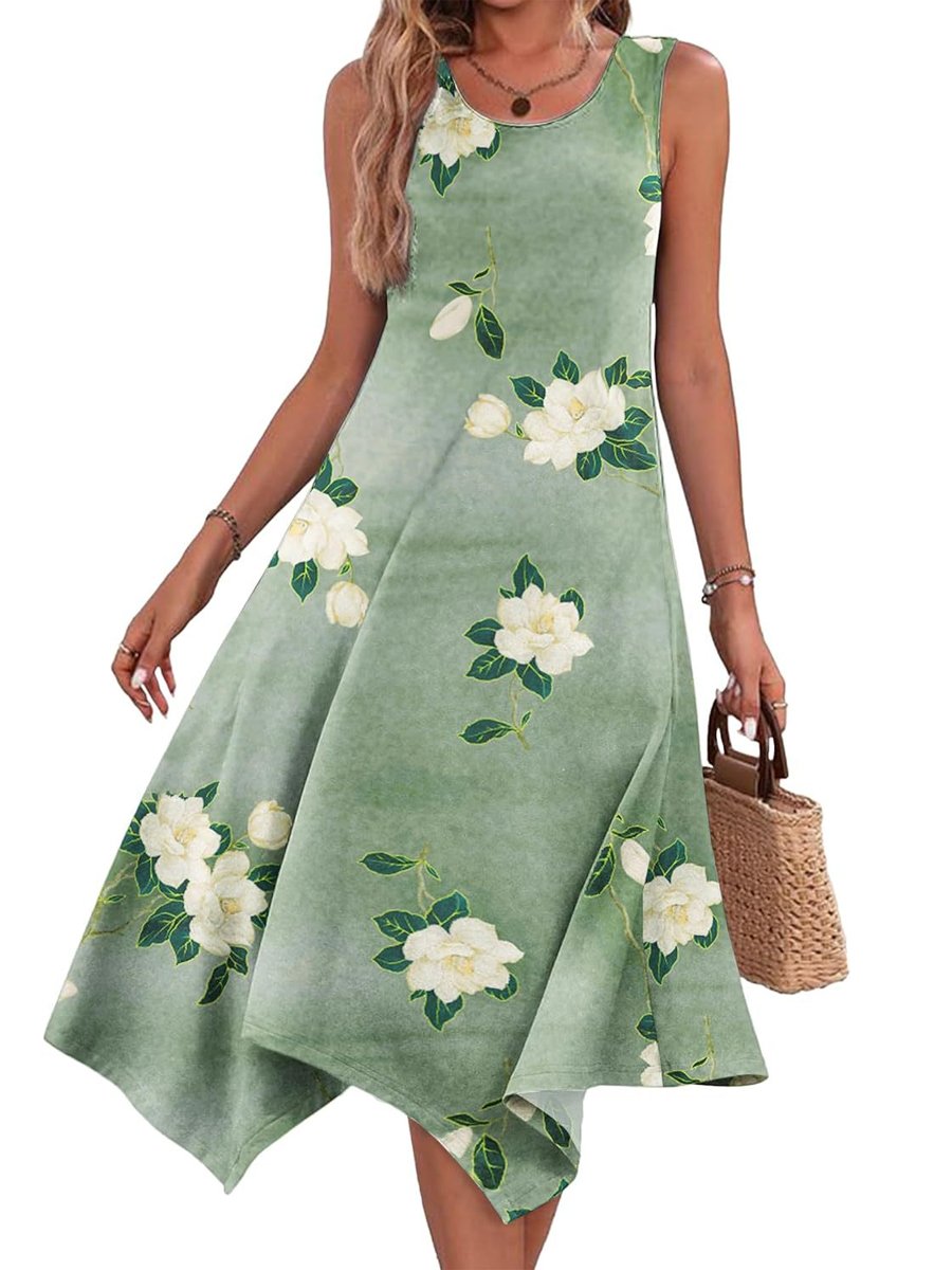 Printed Sleeveless Midi Dress