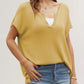 V-neck Solid Color Slit Loose Short-sleeved Sweater T-shirt