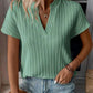 V-neck Striped Textured Short-sleeved T-shirt