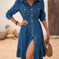 Lapel Long Sleeve Denim Dress