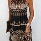 Ethnic Print Mesh Sleeveless Midi Dress