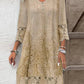 V-neck Button Lace-trimmed Dress