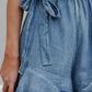 Stylish Halter Neckline Washed Denim Romper