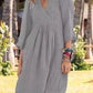 V-neck Cotton and Linen Casual Dress