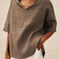 Cotton and linen Loose Hooded Blouse