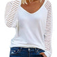 Striped Paneled Casual Long-sleeved T-shirt