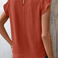 Round Neck Flutter Sleeves Pleated Solid Color Top