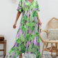 V-neck Floral Print Wide Swing Maxi Dress