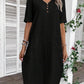 V-neck Cotton and Linen Solid Color Casual Dress