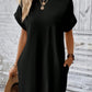 Batwing Sleeves Hidden Pockets Casual Dress