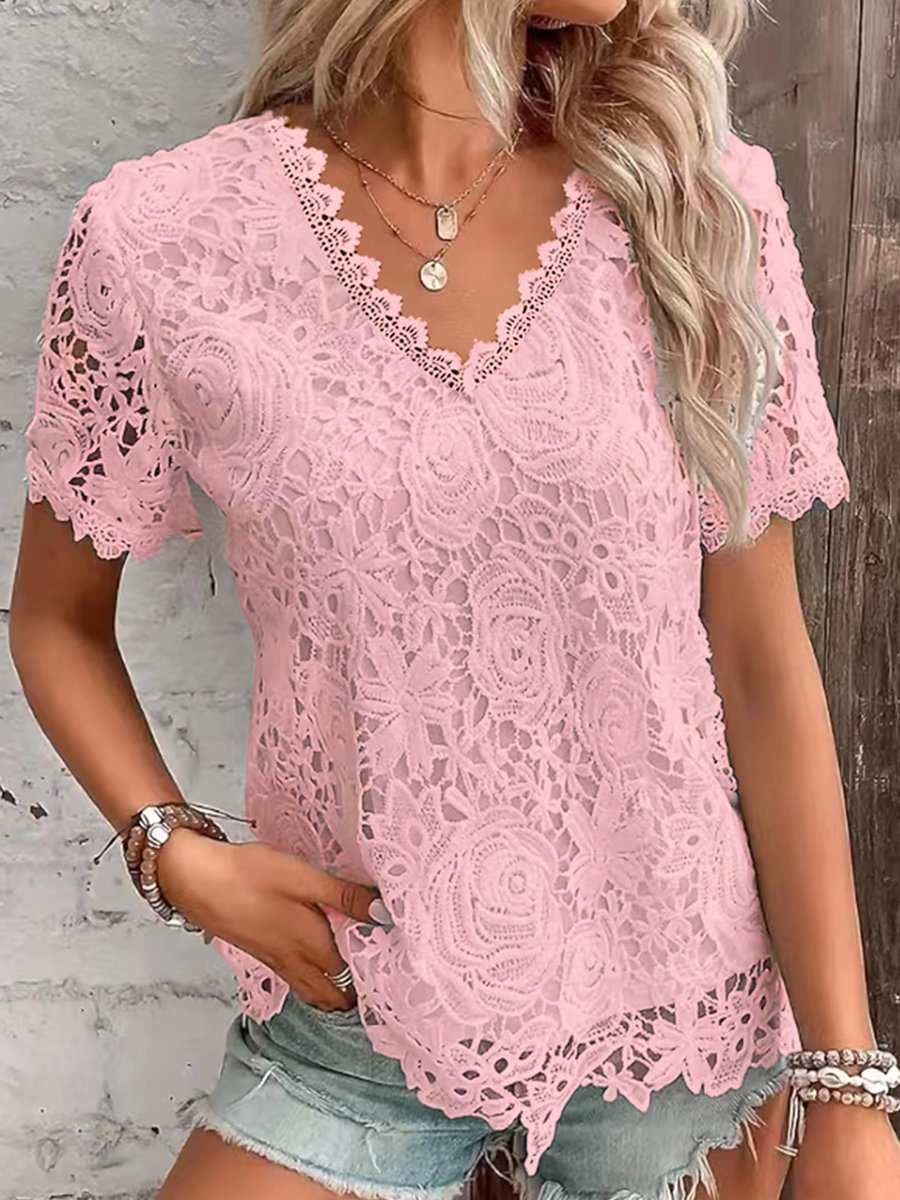 Lace Short-Sleeved T-Shirt