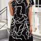 Round Neck Printed Chiffon Dress