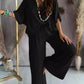 V-Neck Bat Sleeve T-Shirt Wide-Leg Pants Set