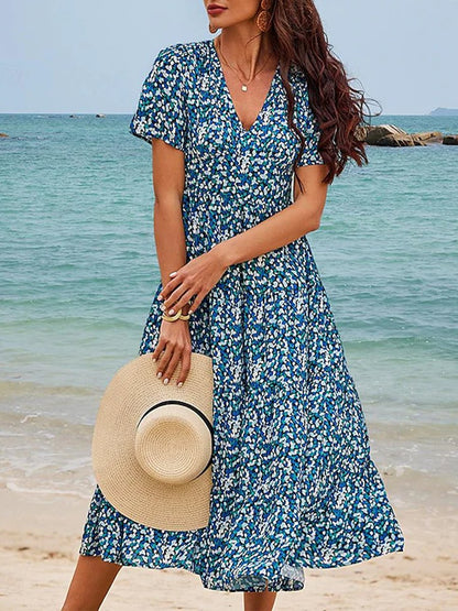 V-Neck Floral Maxi Dress