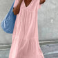 V-neck Cotton and Linen Maxi Dress