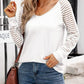 Striped Paneled Casual Long-sleeved T-shirt