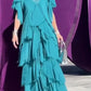 V-Neck Fringe Maxi Dress