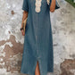 Cotton and Linen Slit Loose Dress