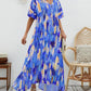 V-neck Floral Print Wide Swing Maxi Dress