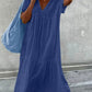 V-neck Cotton and Linen Maxi Dress