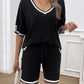 Stylish Casual Knitted Short Sleeves and Shorts Set