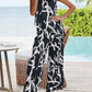 Sleeveless Diagonal Top Printed Pants Set