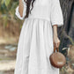 Round Neck Casual Cotton Linen Midi Dress