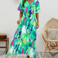 V-neck Floral Print Wide Swing Maxi Dress