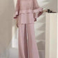 Jacquard Shawl Wide-Leg Trousers Three-Piece Set