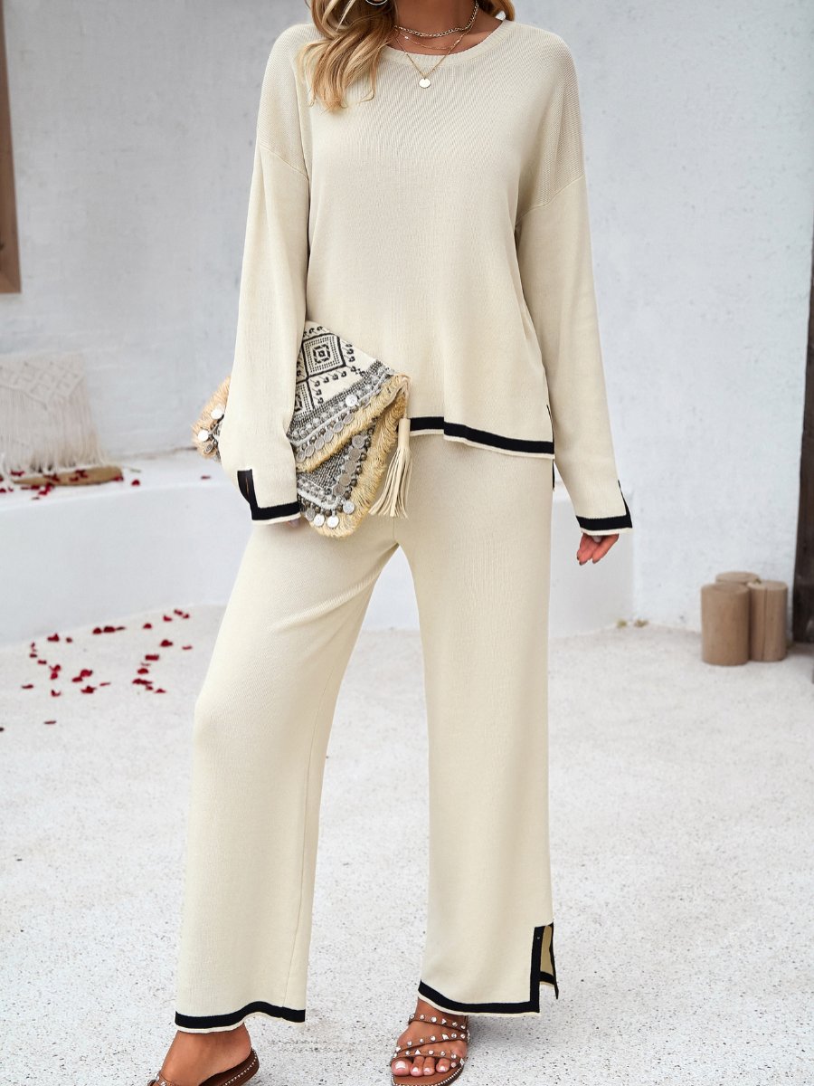 Stylish Casual Solid Color Knitted Long-sleeve Suit