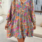 Ethnic Half-button Lantern Sleeve Loose Dress