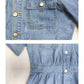 Buttoned Slim Fit Pocket Lapel Short Sleeve Denim Dress