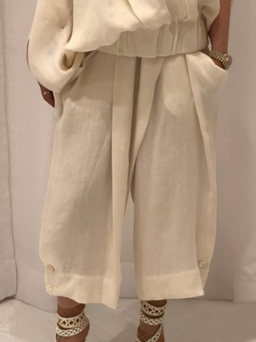 Casual Off Shoulder Linen Shirt + Pants