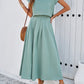 Leisure Solid Color Top and Skirt Set