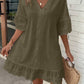 V-neck Lace Trim Loose A-line Dress