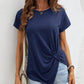 Irregularly Knotted Hem Short-sleeve T-shirt