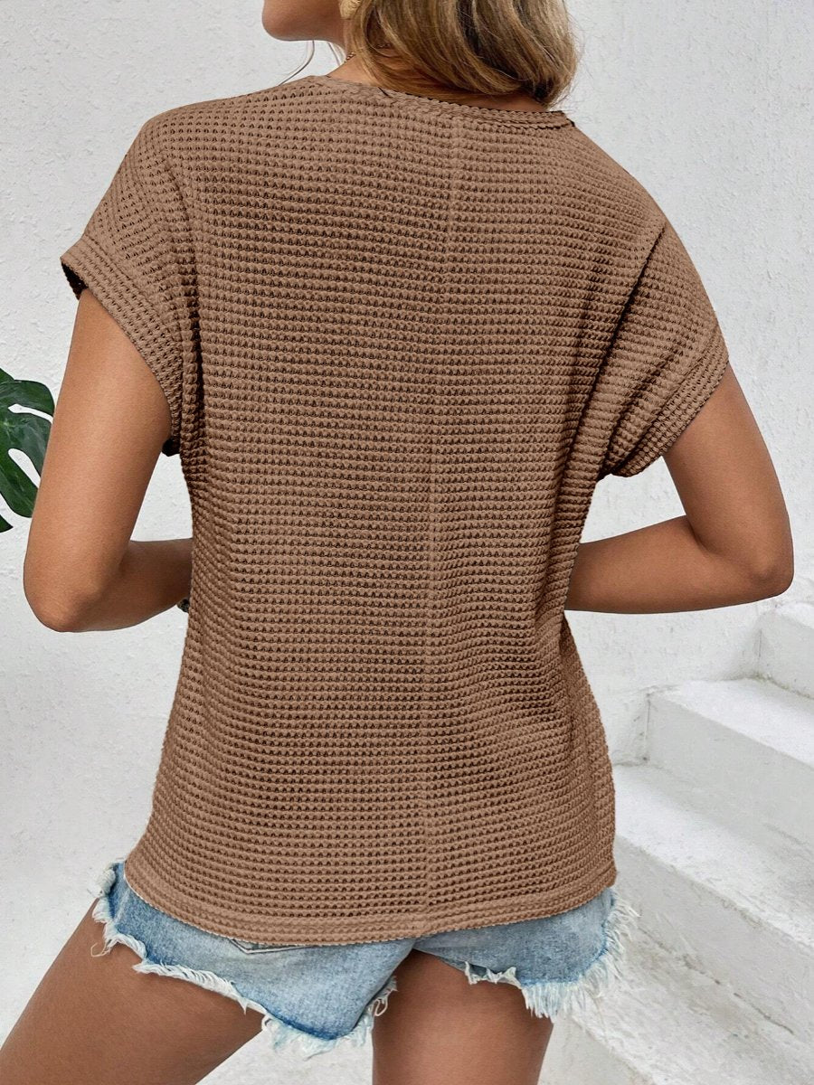 Mesh Hollow-out Texture Short-Sleeve Top