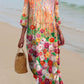 Cotton Linen Printed Patchwork Maxi Dress