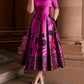 Elegant Mid-Length Sleeve Floral Pleated Dress