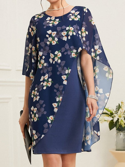 Irregular Printed Round Neck Dress